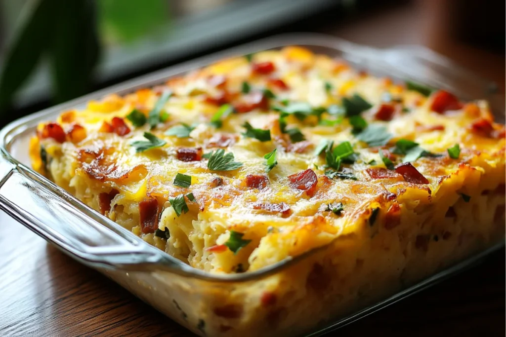 Pioneer Woman Hashbrown Breakfast Casserole fresh out of the oven