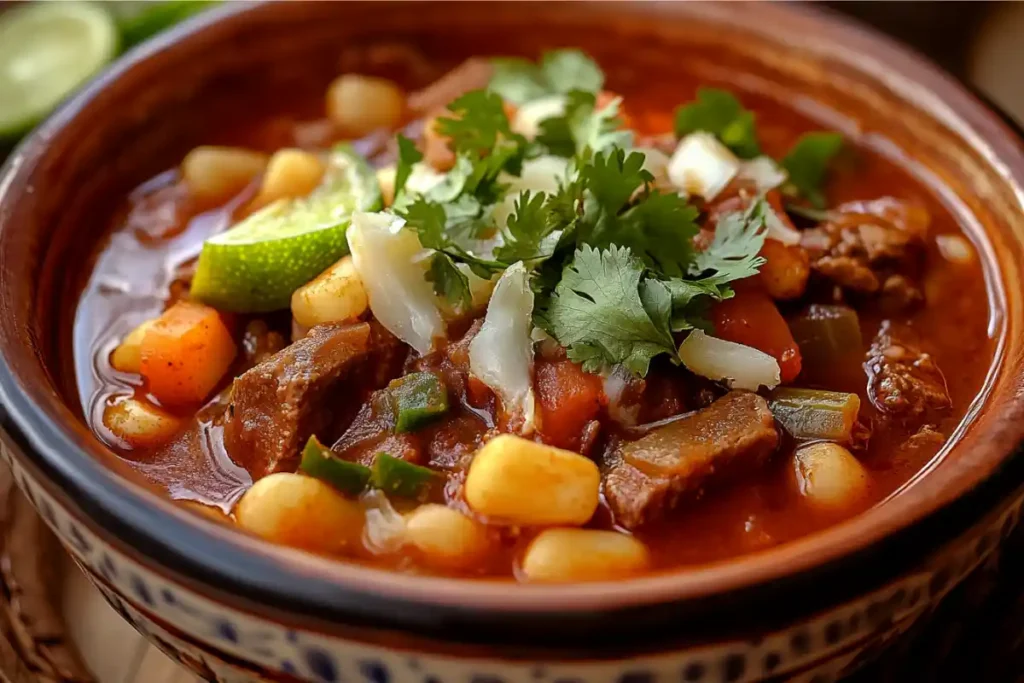 Mexican stew with garnishes